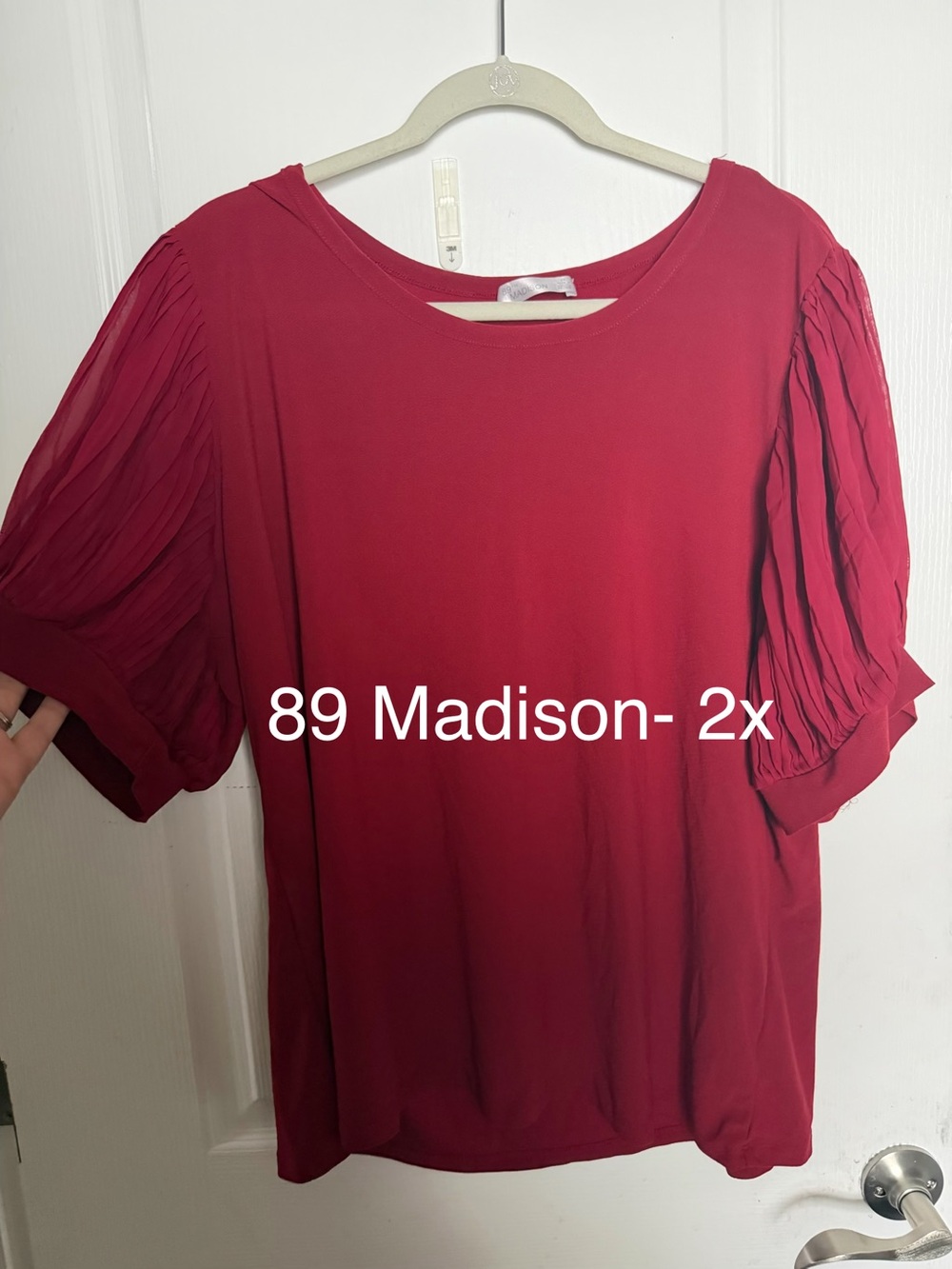 Red Puff-Sleeve Women's Top - 2X